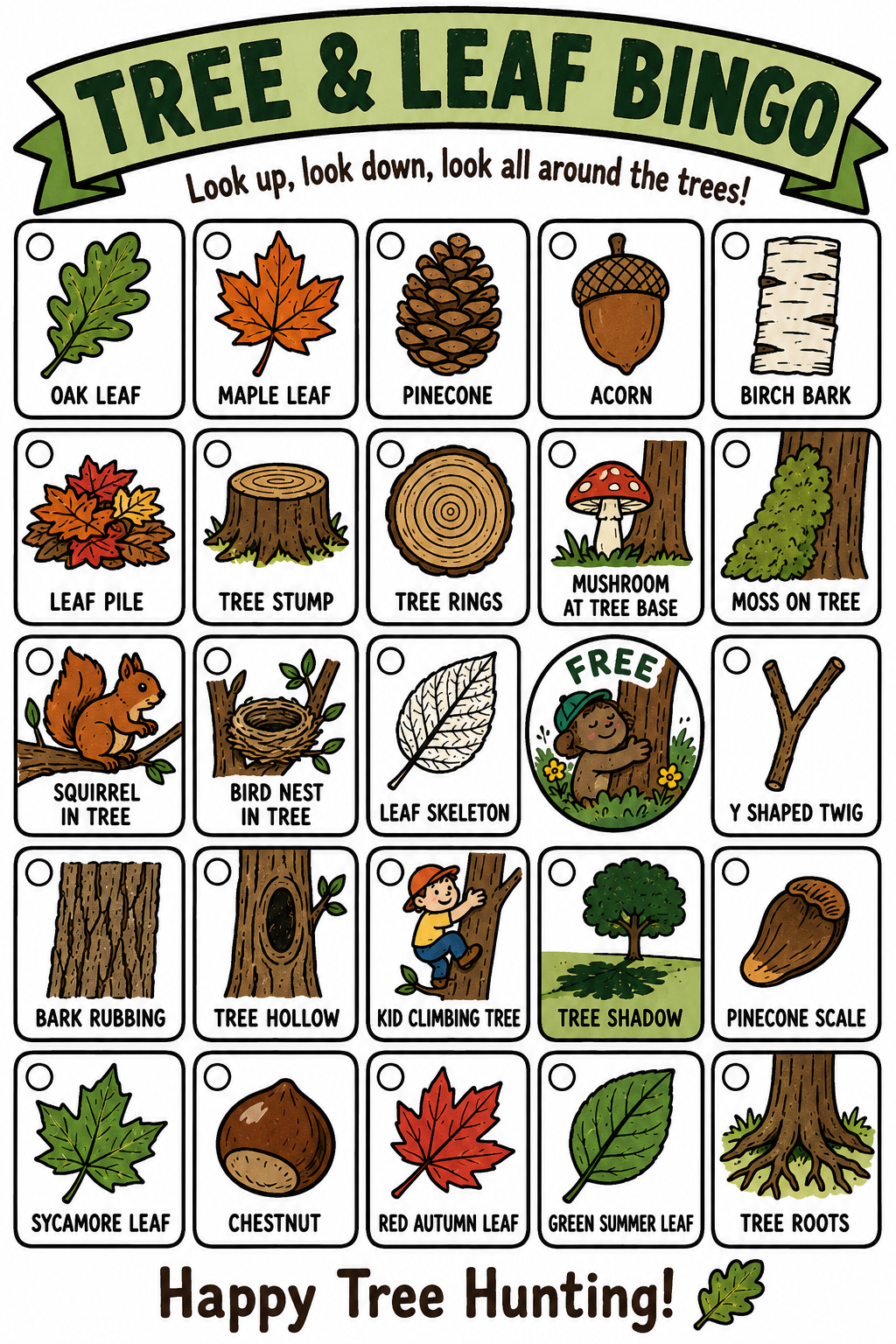 Tree and Leaf Bingo printable