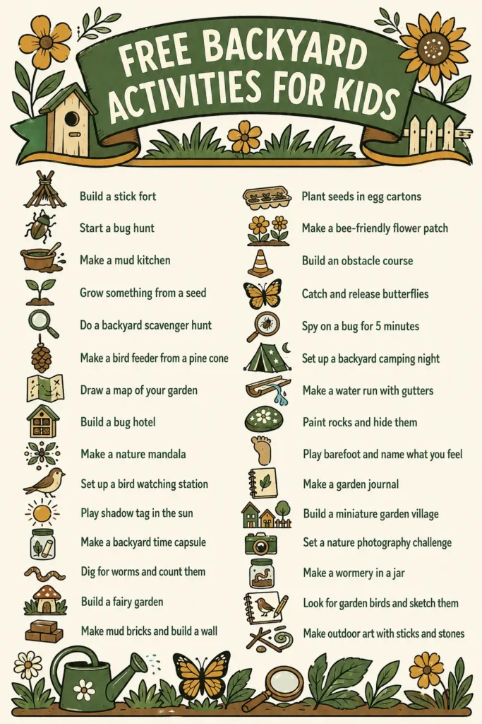 Free backyard activities for kids — 30 screen-free ideas