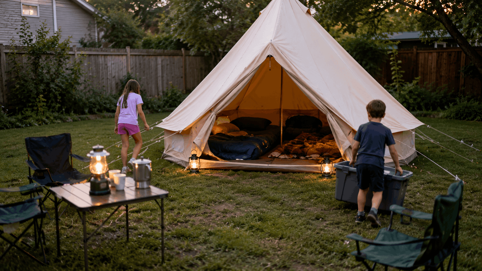 Backyard camping with kids