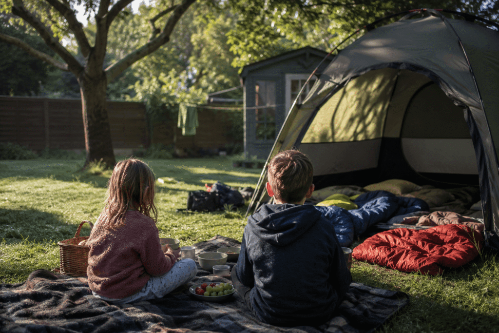 backyard camping with kids sleepover
