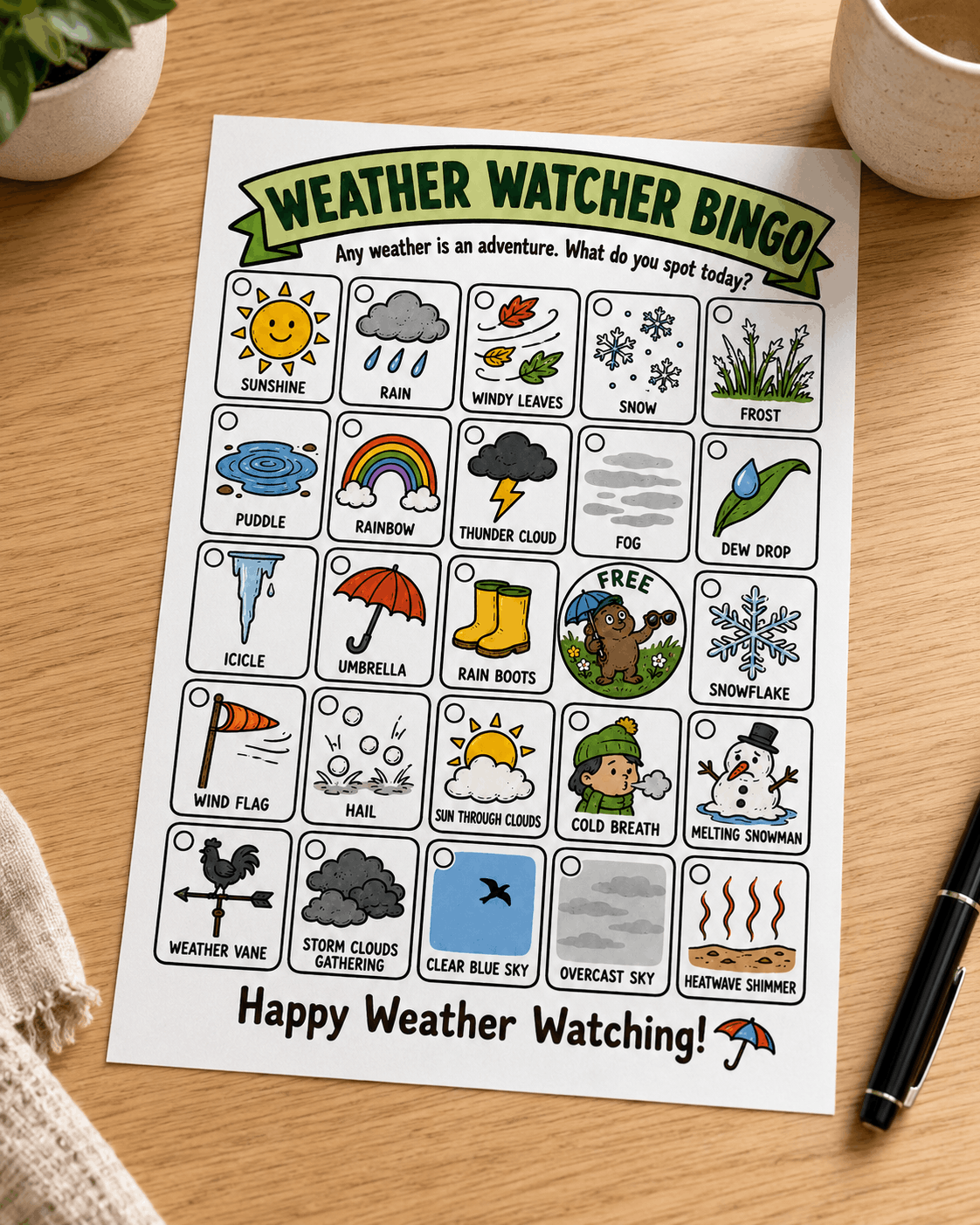 weather watcher bingo for kids